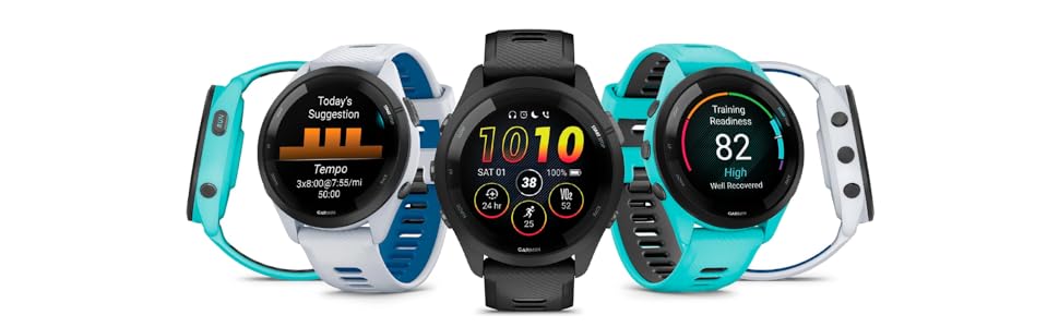Smartwatch Garmin Forerunner 265, AMOLED, 1.3", GPS Multibanda, Prontidão Treino, 8GB, Garmin Pay, 5ATM